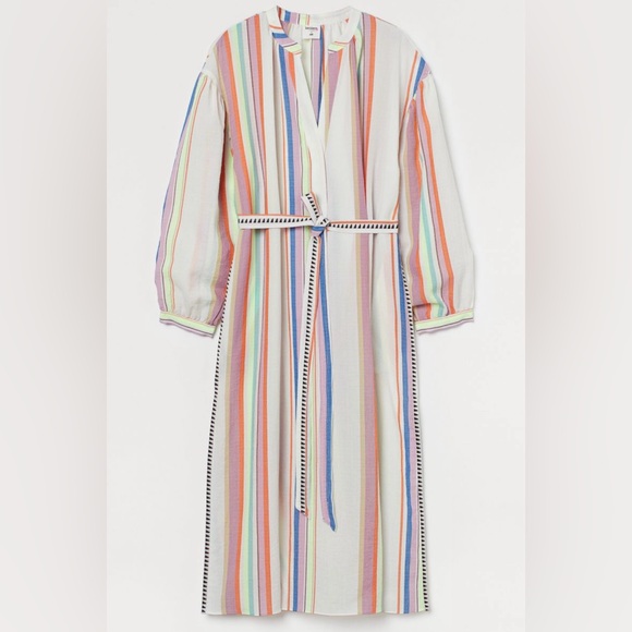 Lemlem x H&M Multicolor Striped Lyocell Blend Kaftan Dress Women Size M - Picture 1 of 9